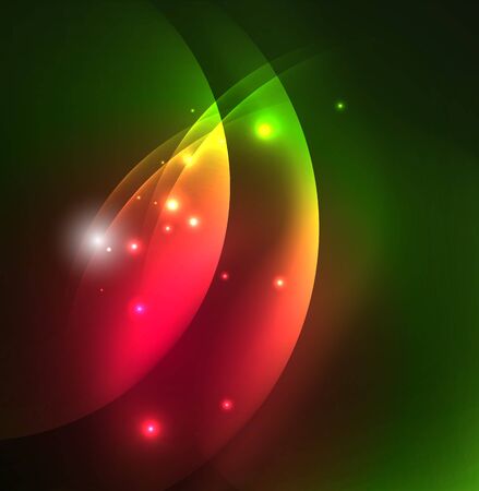 Glowing geometric shapes in dark space backgroundのイラスト素材