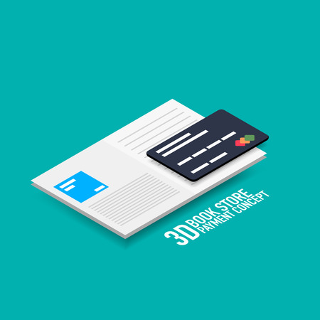 Vector payment for e-book or e-magazine concept with credit card, modern isometric flat style designのイラスト素材