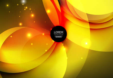 Vector digital illustration, glowing waves and circlesのイラスト素材