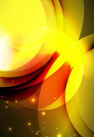 Digital illustration, glowing waves and circlesのイラスト素材