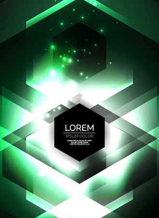 Digital technology glowing arrows, modern geometric abstract background with light effects and place for your messageのイラスト素材