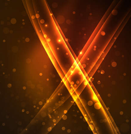 Energy lines, glowing waves in the dark, vector abstract backgroundのイラスト素材