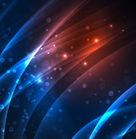 Energy lines, glowing waves in the dark, vector abstract background. Vector business or technology presentation design template, brochure or flyer pattern, or geometric web bannerのイラスト素材