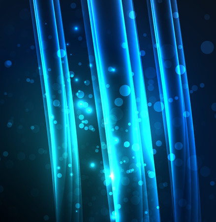 Energy lines, glowing waves in the dark, vector abstract backgroundのイラスト素材
