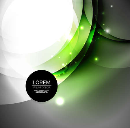 Vector digital illustration, glowing waves and circlesのイラスト素材