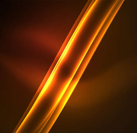 Energy lines, glowing waves in the dark, vector abstract background. Vector business or technology presentation design template, brochure or flyer pattern, or geometric web bannerのイラスト素材