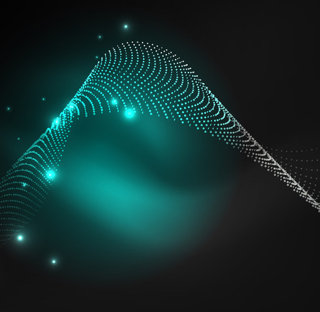 3D illuminated wave of glowing particles. HUD design element technology digital splash conceptのイラスト素材