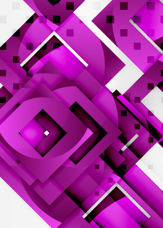 Squares geometric object in light 3d space, vector abstract backgroundのイラスト素材