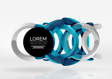 Modern 3d ring composition in grey and white space, vector abstract backgroundのイラスト素材