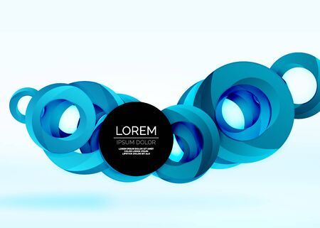 Modern 3d ring composition in grey and white space, vector abstract backgroundのイラスト素材