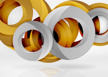 Modern 3d ring composition in grey and white space, vector abstract backgroundのイラスト素材