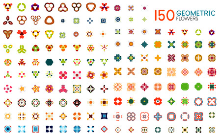 Mega collection of abstract geometric flowersのイラスト素材