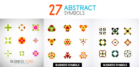 Collection of color bright abstract geometric symbols, symmetric vector icons. Modern illustrationsのイラスト素材