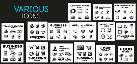 Mega collection of black web icons - money, business, transport, food, shopping and other iconsのイラスト素材