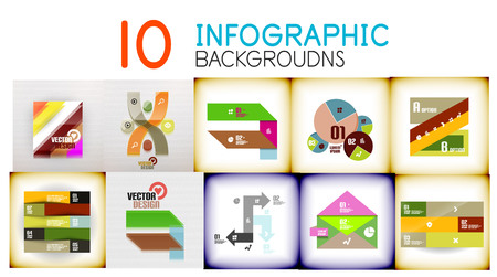 Set of infographic backgrounds, vector illustration with geometric banners with optionsのイラスト素材