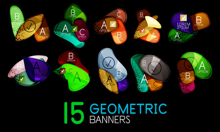 Collection of colorful jelly overlapping shapes with textのイラスト素材