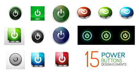 Set of vector round start power buttonsのイラスト素材