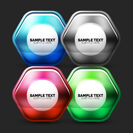 Set of hi-tech futuristic techno icons and logos with messageのイラスト素材