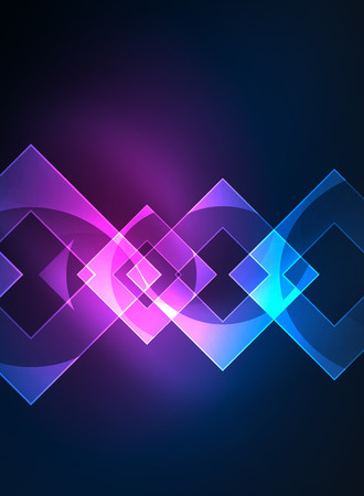Glowing squares in the dark, digital abstract background, vector technology hi-tech templateのイラスト素材