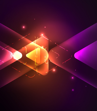 Glass glowing bright triangles on dark space design abstract backgroundのイラスト素材