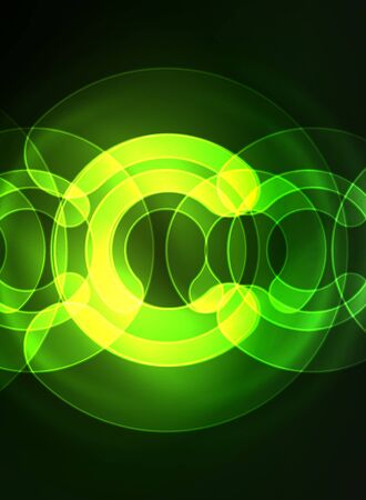 Round glowing elements on dark space, abstract backgroundのイラスト素材