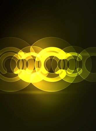 Round glowing elements on dark space, abstract backgroundのイラスト素材