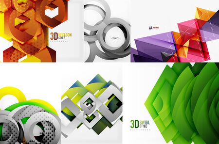 Set of modern geometric templates on white background.のイラスト素材