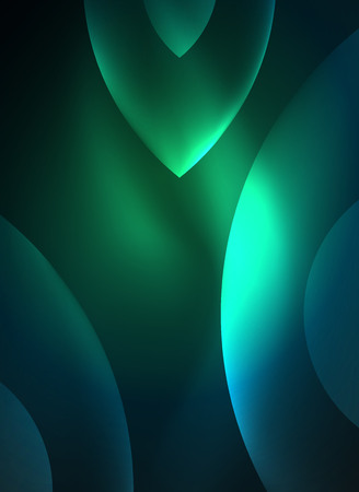 Glowing modern geometric shapes in dark space.のイラスト素材