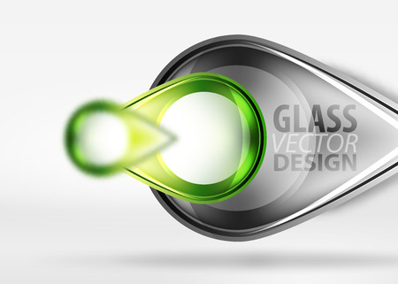 Abstract glass round and arrow shapes in 3D space with blurred effects.のイラスト素材
