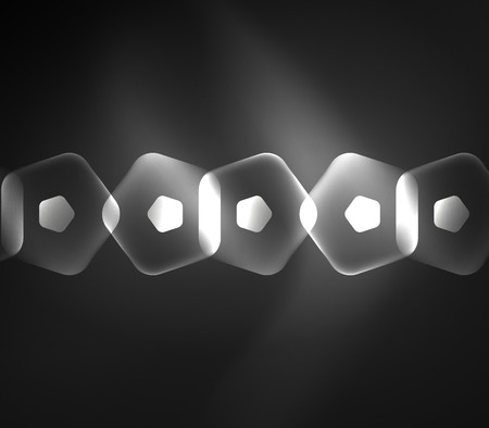 Glowing glass transparent pentagans, geometric abstract digital backgroundのイラスト素材