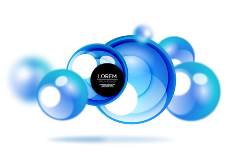 Glass bubble banner template, stylish isolated circles with blurred effects and textのイラスト素材