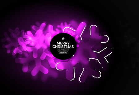 Holiday Christmas template with purple snowflakes.のイラスト素材