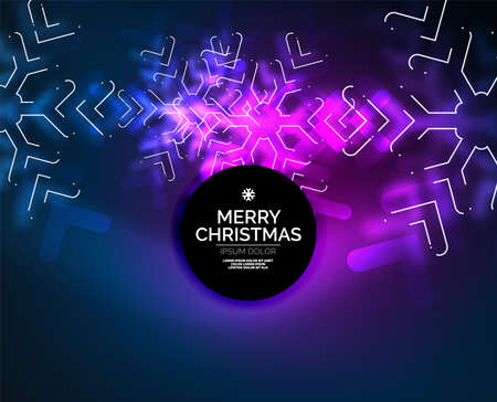 Glowing snowflakes christmas card template.のイラスト素材
