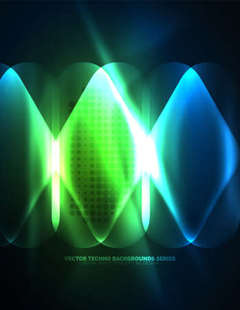 Illuminated lens flares, glowing color techno backgroundのイラスト素材