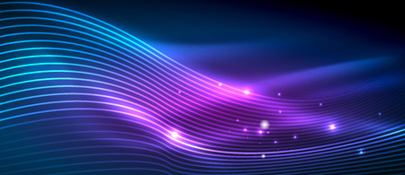 Glowing abstract wave on dark, shiny motionのイラスト素材