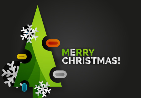 New Year Christmas tree banner, black backgroundのイラスト素材