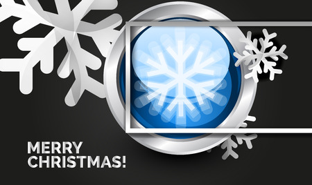 Snowflake Christmas greeting card template, glass sphere elementのイラスト素材