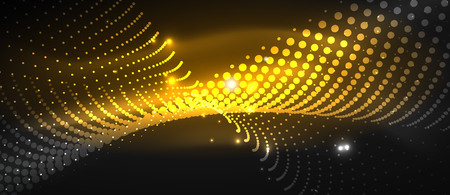 Smooth smoke particle wave, big data techno background with glowing dots, hi-tech conceptのイラスト素材