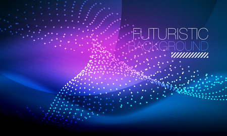 Smooth smoke particle wave, big data techno background with glowing flowing elements, hi-tech conceptのイラスト素材