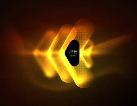 Futuristic neon glowing arrows techno background, abstract 3d technology lines. Transparent direction shapes on color backdrop. Geometric minimal abstract background with light effectsのイラスト素材