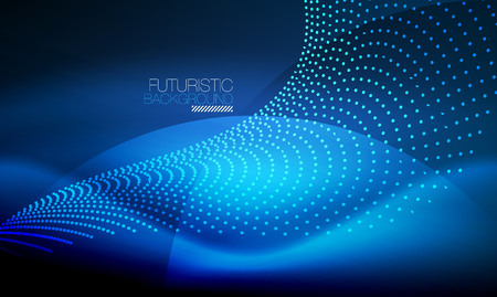 Smooth smoke particle wave, big data techno background with glowing flowing elements, hi-tech conceptのイラスト素材