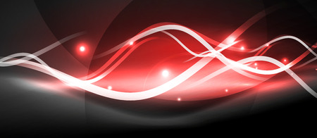 Bright neon lines wave, motion light trail concept, techno modern art.のイラスト素材