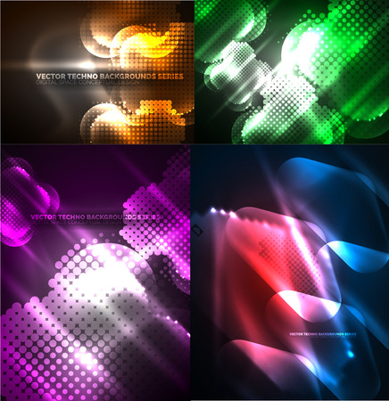 Neon light effects abstract background setのイラスト素材