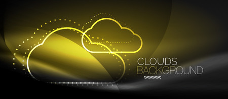 A Vector cloud computing, storage concept, neon digital backgroundのイラスト素材