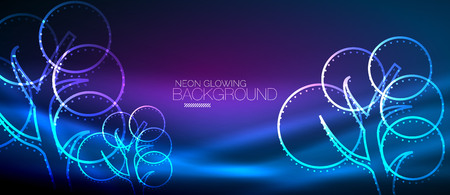 Vector neon glowing tree backgroundのイラスト素材