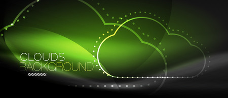 Vector cloud computing, storage concept, neon digital backgroundのイラスト素材