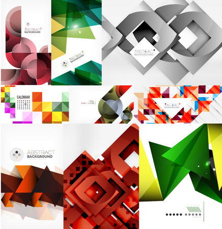 Set of paper style geometric abstract backgrounds. Vector templates setのイラスト素材