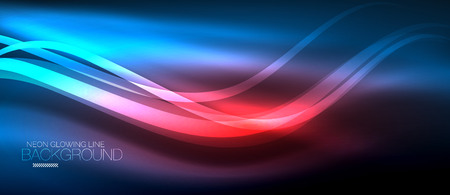 Neon blue elegant smooth wave lines digital abstract backgroundのイラスト素材