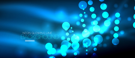 Circle abstract lights, neon glowing background. Vector digital templateのイラスト素材