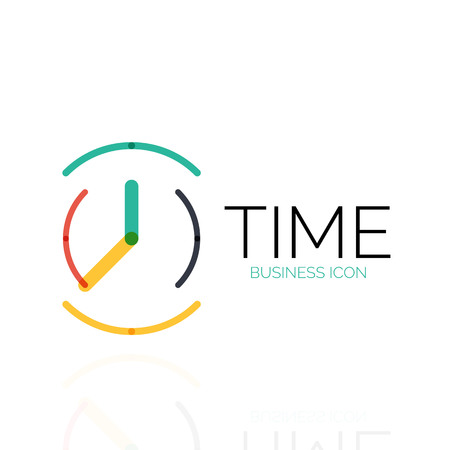 Vector abstract logo idea, time concept or clock business icon. Creative logotype design templateのイラスト素材